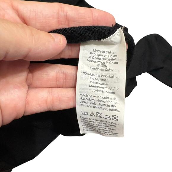 J. Crew Black Merino Wool Crewneck Sweater XXS 3/4 Sleeve Closet Staple Neutral - Picture 4 of 6